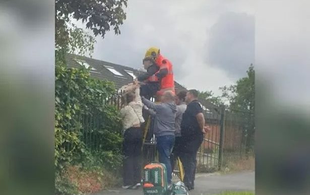 Boy stuck on fence in Kidsgrove